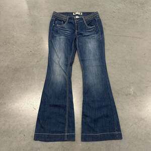 Free Style Revolution Women's Blue Denim Braided Waist Flare Jeans Size 11